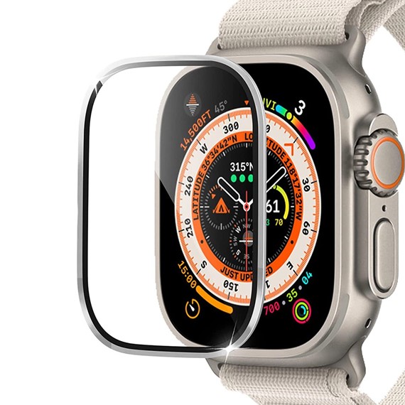 Microsonic Apple Watch Ultra 2 Tam Kaplayan Cam Ekran Koruyucu V2 Gümüş 1