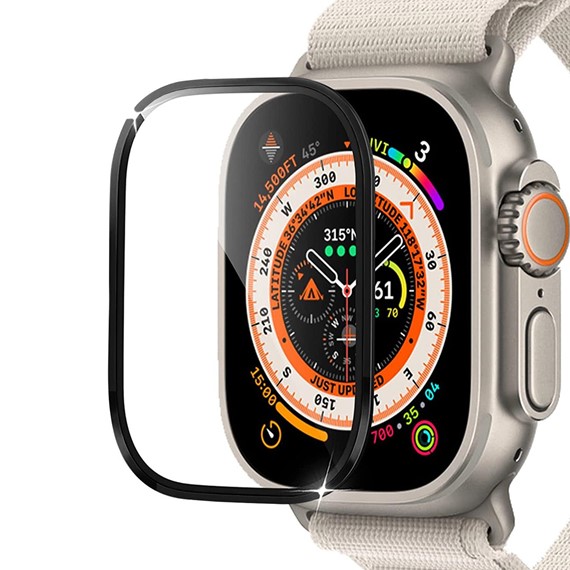 Microsonic Apple Watch Ultra Tam Kaplayan Cam Ekran Koruyucu V2 Siyah 1