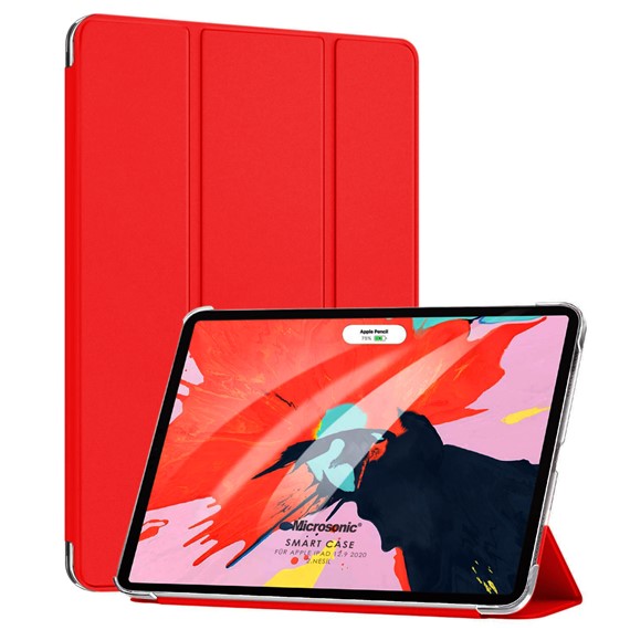 Microsonic Apple iPad Pro 12 9 2020 4 Nesil Kılıf A2229-A2069-A2232 Slim Translucent Back Smart Cover Kırmızı 1