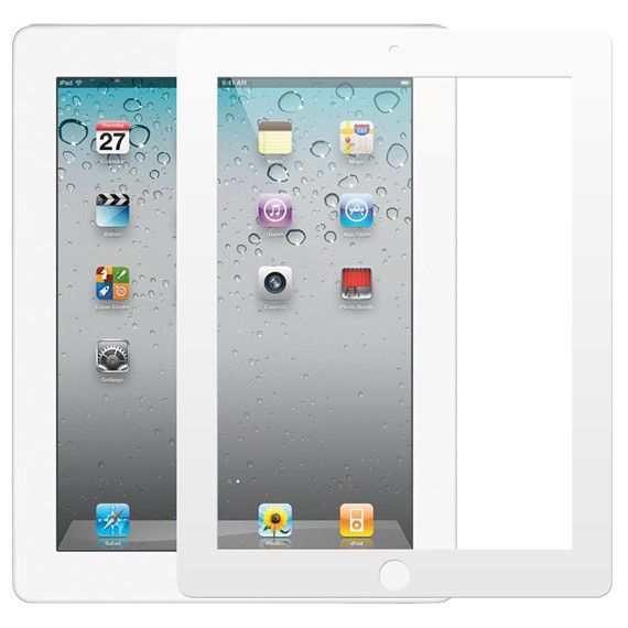 Microsonic Apple iPad 2 3 4 Tam Kaplayan Temperli Cam Ekran Koruyucu Beyaz 1