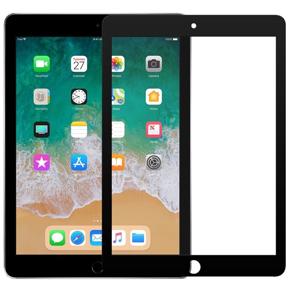 Microsonic Apple iPad 9 7 2017 A1822-A1823 Tam Kaplayan Temperli Cam Ekran Koruyucu Siyah 1