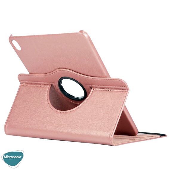 Microsonic Apple iPad Air 4 2020 Kılıf 360 Rotating Stand Deri Pembe 4