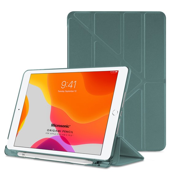Microsonic Apple iPad Air 3 10 5 2019 Kılıf A2152-A2123-A2153-A2154 Origami Pencil Koyu Yeşil 1