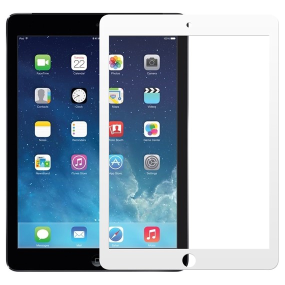 Microsonic Apple iPad Air A1474-A1475-A1476 Tam Kaplayan Temperli Cam Ekran Koruyucu Beyaz 1