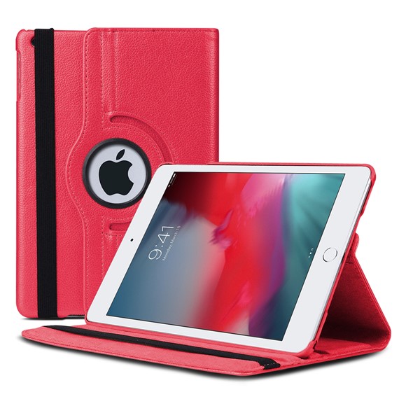 Microsonic Apple iPad Mini 5 7 9 2019 A2133-A2124-A2125-A2126 Kılıf 360 Rotating Stand Deri Koyu Pembe 1