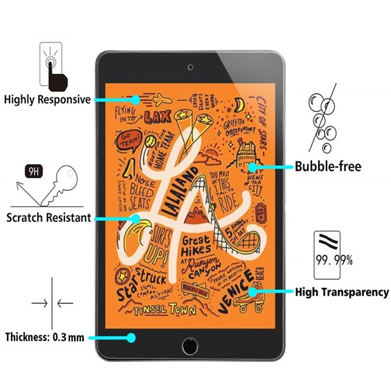 Microsonic Apple iPad Mini 5 7 9 2019 A2133-A2124-A2125-A2126 Temperli Cam Ekran Koruyucu 5