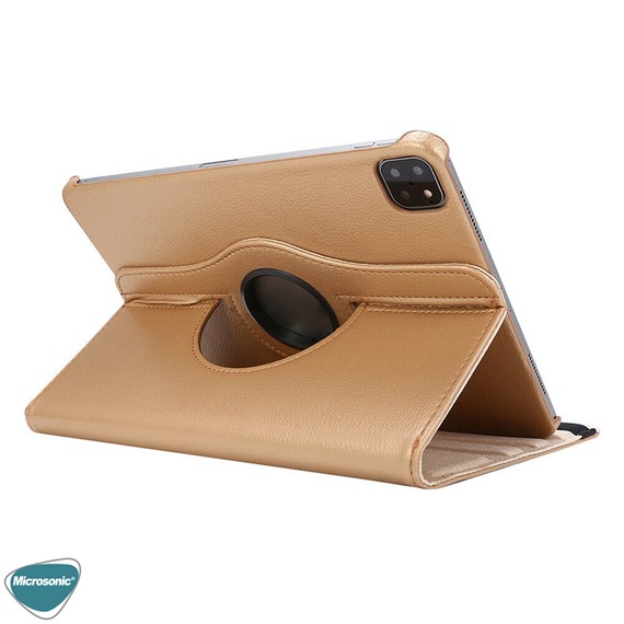 Microsonic Apple iPad Pro 11 2020 2 Nesil Kılıf A2228-A2068-A2230 360 Rotating Stand Deri Gold 3