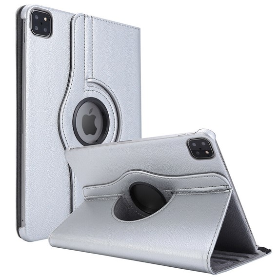 Microsonic Apple iPad Pro 11 2021 3 Nesil Kılıf A2377-A2459-A2301-A2460 360 Rotating Stand Deri Gümüş 1