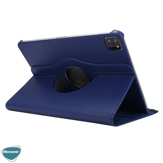 Microsonic Apple iPad Pro 11 2021 3 Nesil Kılıf A2377-A2459-A2301-A2460 360 Rotating Stand Deri Lacivert 3