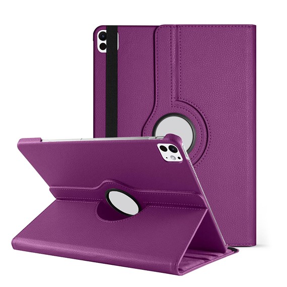 Microsonic Apple iPad Pro 11 2024 Kılıf A2836-A2837 360 Rotating Stand Deri Mor 1