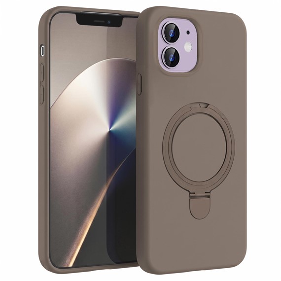 Microsonic Apple iPhone 11 Kılıf Aura Stant MagSafe Kahverengi 1