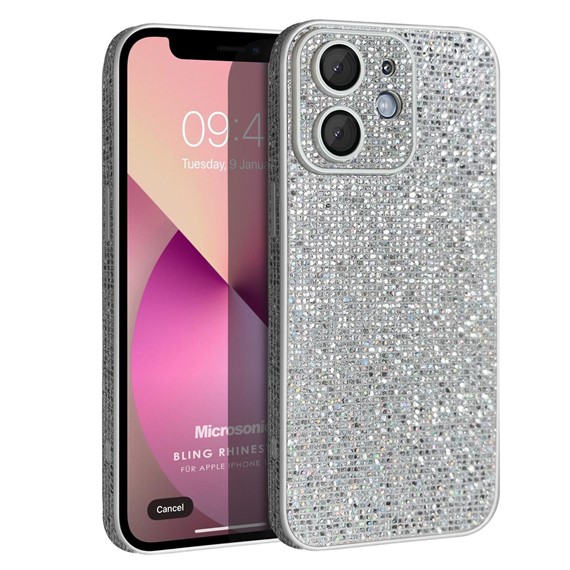 Microsonic Apple iPhone 11 Kılıf Bling Rhinestones Gümüş 1