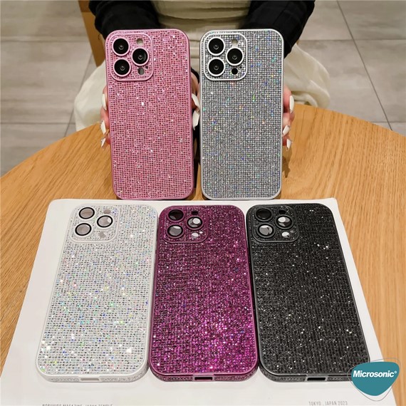 Microsonic Apple iPhone 11 Kılıf Bling Rhinestones Mor 2