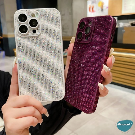 Microsonic Apple iPhone 14 Plus Kılıf Bling Rhinestones Gümüş 5