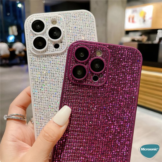 Microsonic Apple iPhone 11 Kılıf Bling Rhinestones Mor 6