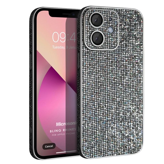 Microsonic Apple iPhone 11 Kılıf Bling Rhinestones Koyu Gri 1