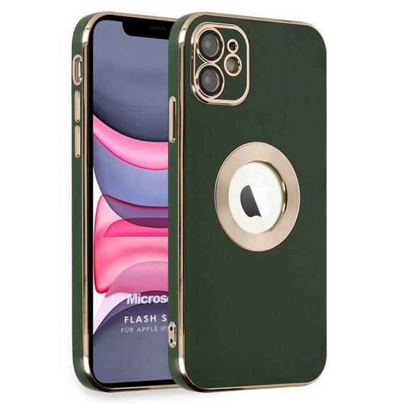 Microsonic Apple iPhone 11 Kılıf Flash Stamp Koyu Yeşil 1