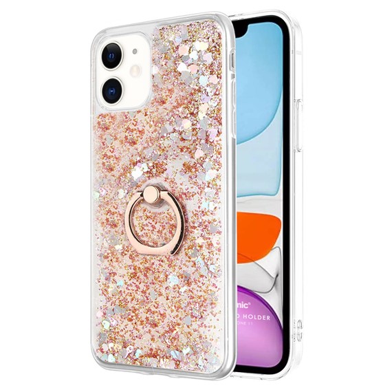 Microsonic Apple iPhone 11 Kılıf Glitter Liquid Holder Gold 1