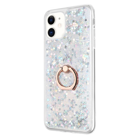 Microsonic Apple iPhone 11 Kılıf Glitter Liquid Holder Gümüş 2