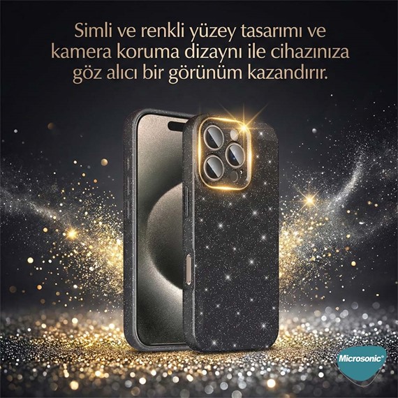 Microsonic Apple iPhone 15 Kılıf Grand Stardust Siyah 2
