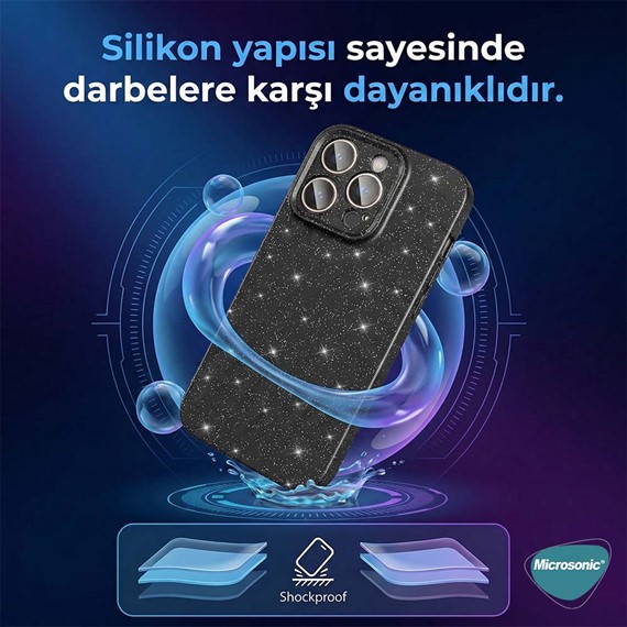 Microsonic Apple iPhone 15 Kılıf Grand Stardust Siyah 3