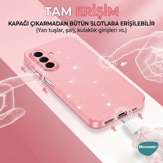 Microsonic Apple iPhone 15 Kılıf Grand Stardust Siyah 6