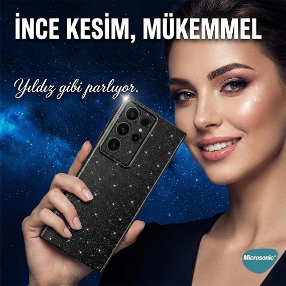 Microsonic Apple iPhone 15 Kılıf Grand Stardust Siyah 7