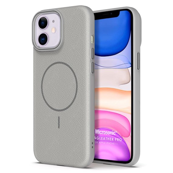 Microsonic Apple iPhone 11 Kılıf MagLeather Pro Gri 1