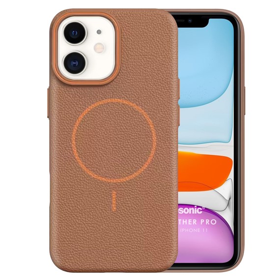 Microsonic Apple iPhone 11 Kılıf MagLeather Pro Kahverengi 2