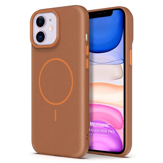 Microsonic Apple iPhone 11 Kılıf MagLeather Pro Kahverengi 1