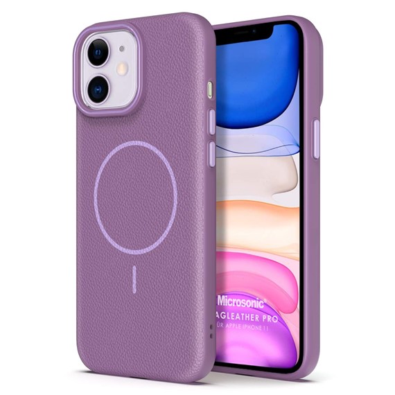 Microsonic Apple iPhone 11 Kılıf MagLeather Pro Lila 1