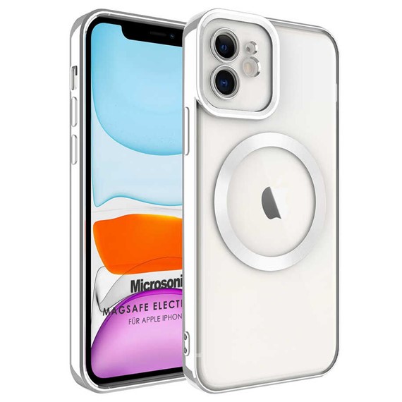 Microsonic Apple iPhone 11 Kılıf MagSafe Luxury Electroplate Gümüş 1