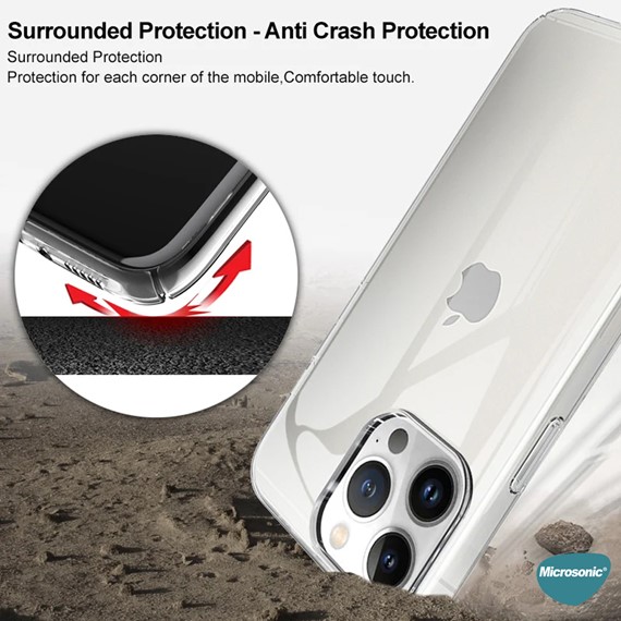 Microsonic Apple iPhone 14 Pro Kılıf Non Yellowing Crystal Clear Sararma Önleyici Kristal Şeffaf 8