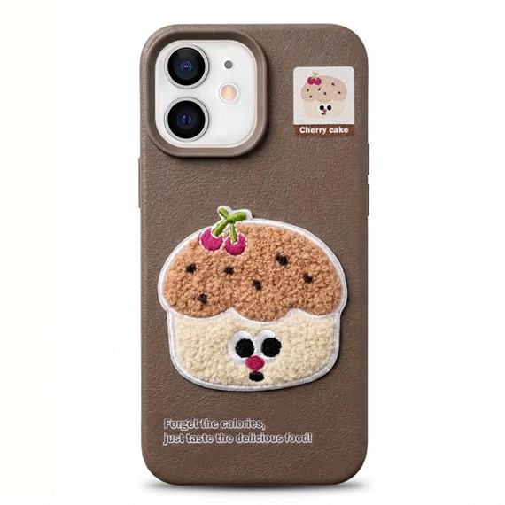Microsonic Apple iPhone 11 Kılıf Stitched Puppy Plush Cherry Cake 1