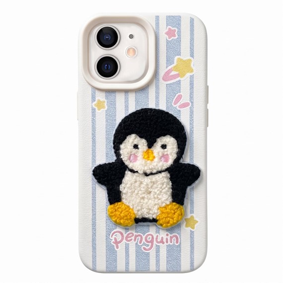 Microsonic Apple iPhone 11 Kılıf Stitched Puppy Plush Çizgili Penguen 1