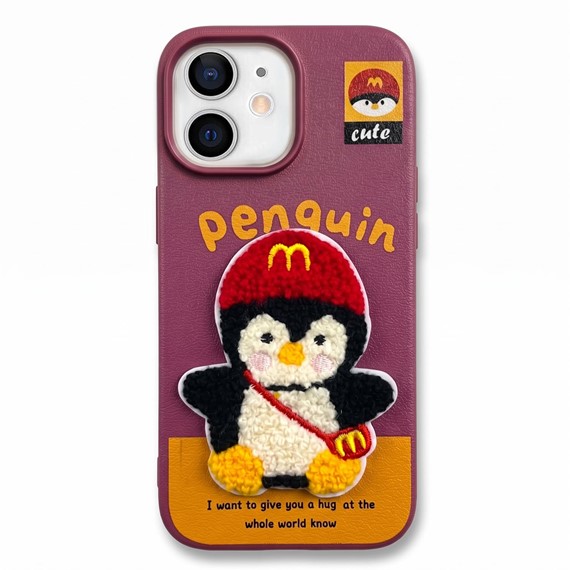 Microsonic Apple iPhone 11 Kılıf Stitched Puppy Plush Cute Penguin 1