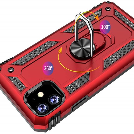 Microsonic Apple iPhone 11 6 1 Kılıf Military Ring Holder Kırmızı 3