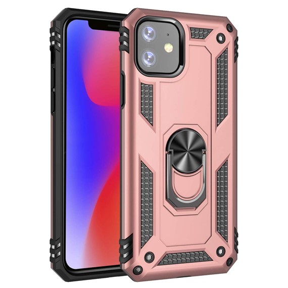 Microsonic Apple iPhone 11 6 1 Kılıf Military Ring Holder Rose Gold 1