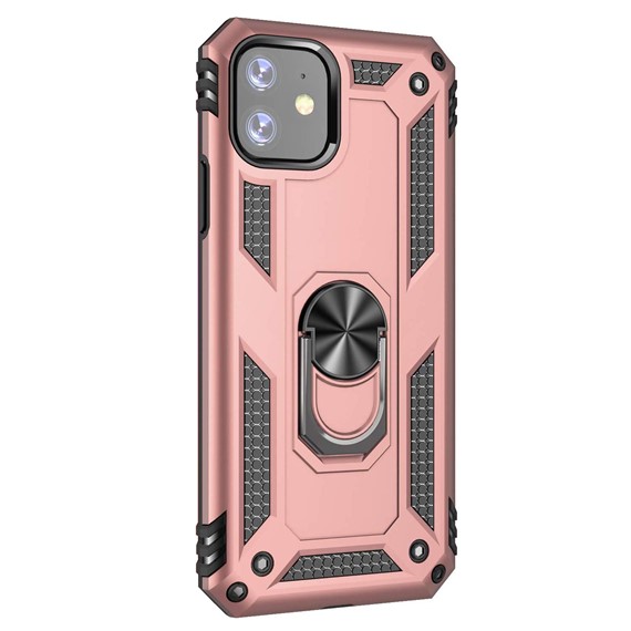 Microsonic Apple iPhone 11 6 1 Kılıf Military Ring Holder Rose Gold 2