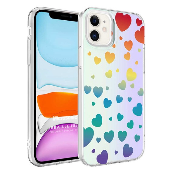 Microsonic Apple iPhone 11 Braille Feel Desenli Kılıf Heart 1