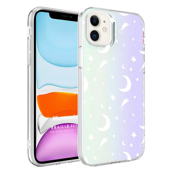 Microsonic Apple iPhone 11 Braille Feel Desenli Kılıf Moon 1