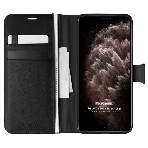 Microsonic Apple iPhone 11 Pro Kılıf Delux Leather Wallet Siyah 1