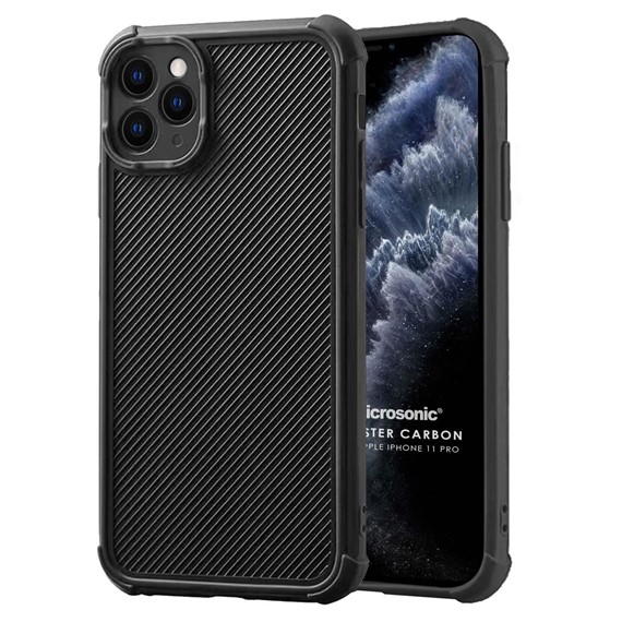 Microsonic Apple iPhone 11 Pro Kılıf Chester Carbon Siyah 1