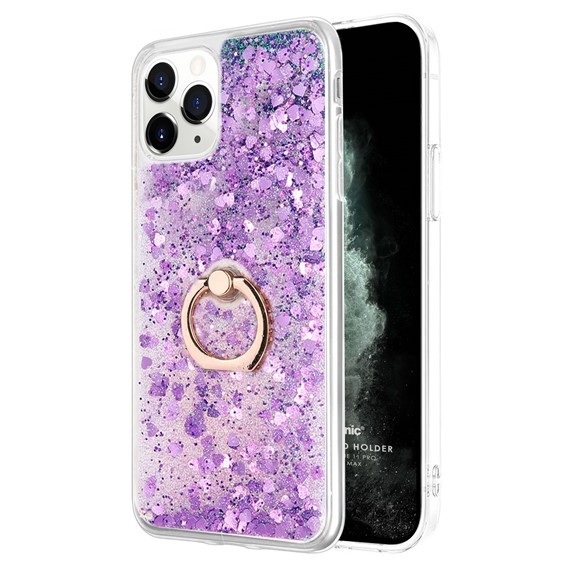 Microsonic Apple iPhone 11 Pro Max Kılıf Glitter Liquid Holder Mor 1