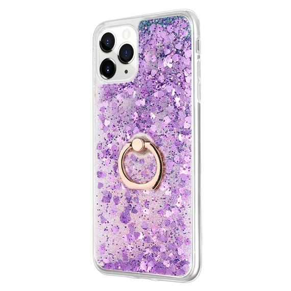 Microsonic Apple iPhone 11 Pro Max Kılıf Glitter Liquid Holder Mor 2