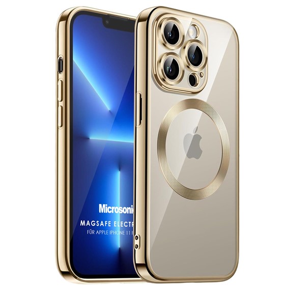 Microsonic Apple iPhone 11 Pro Kılıf MagSafe Luxury Electroplate Gold 1