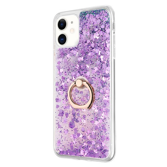 Microsonic Apple iPhone 12 Mini Kılıf Glitter Liquid Holder Mor 2