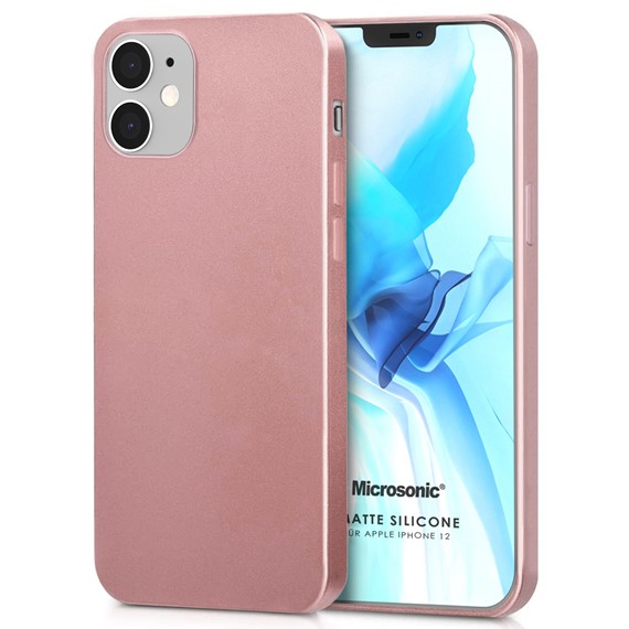 Microsonic Matte Silicone Apple iPhone 12 Kılıf Rose Gold 1