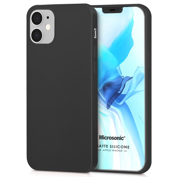 Microsonic Matte Silicone Apple iPhone 12 Kılıf Siyah 1