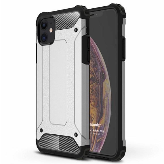 Microsonic Apple iPhone 12 Kılıf Rugged Armor Gümüş 1